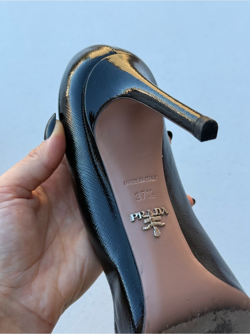 Prada Black Pointed Saffiano Leather Pumps - Picture 5 of 5